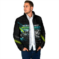 Electric Motorsport Racing Padded Jacket Futuristic Formula Car Neon Lightning Speed Art