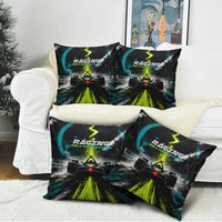 Electric Motorsport Racing Pillow Cover Futuristic Formula Car Neon Lightning Speed Art
