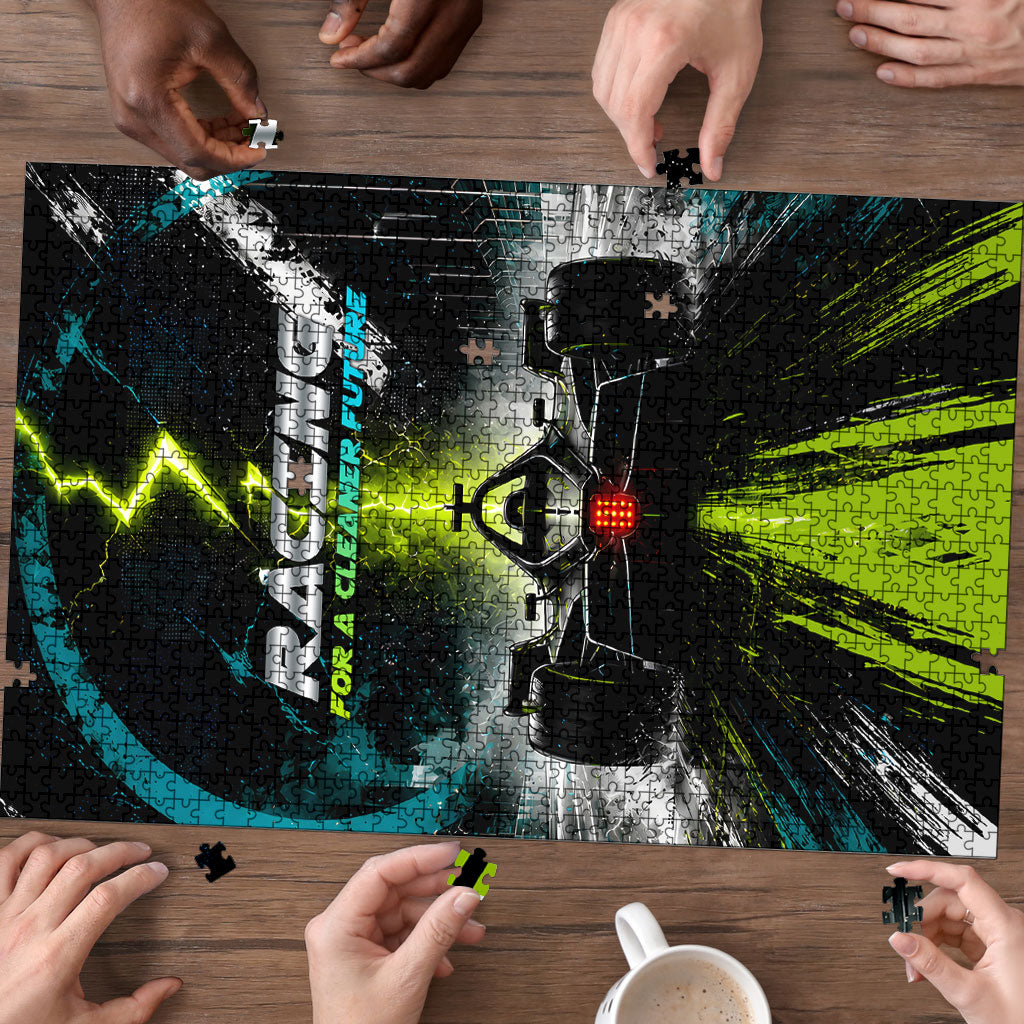 Electric Motorsport Racing Puzzle Futuristic Formula Car Neon Lightning Speed Art