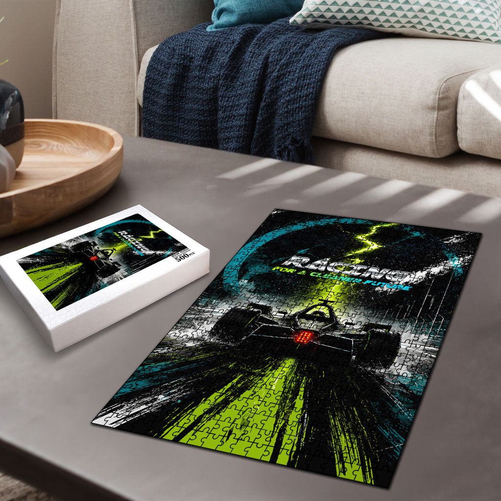 Electric Motorsport Racing Puzzle Futuristic Formula Car Neon Lightning Speed Art