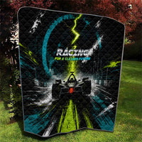Electric Motorsport Racing Quilt Futuristic Formula Car Neon Lightning Speed Art