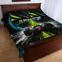 Electric Motorsport Racing Quilt Bed Set Futuristic Formula Car Neon Lightning Speed Art
