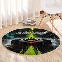 Electric Motorsport Racing Round Carpet Futuristic Formula Car Neon Lightning Speed Art