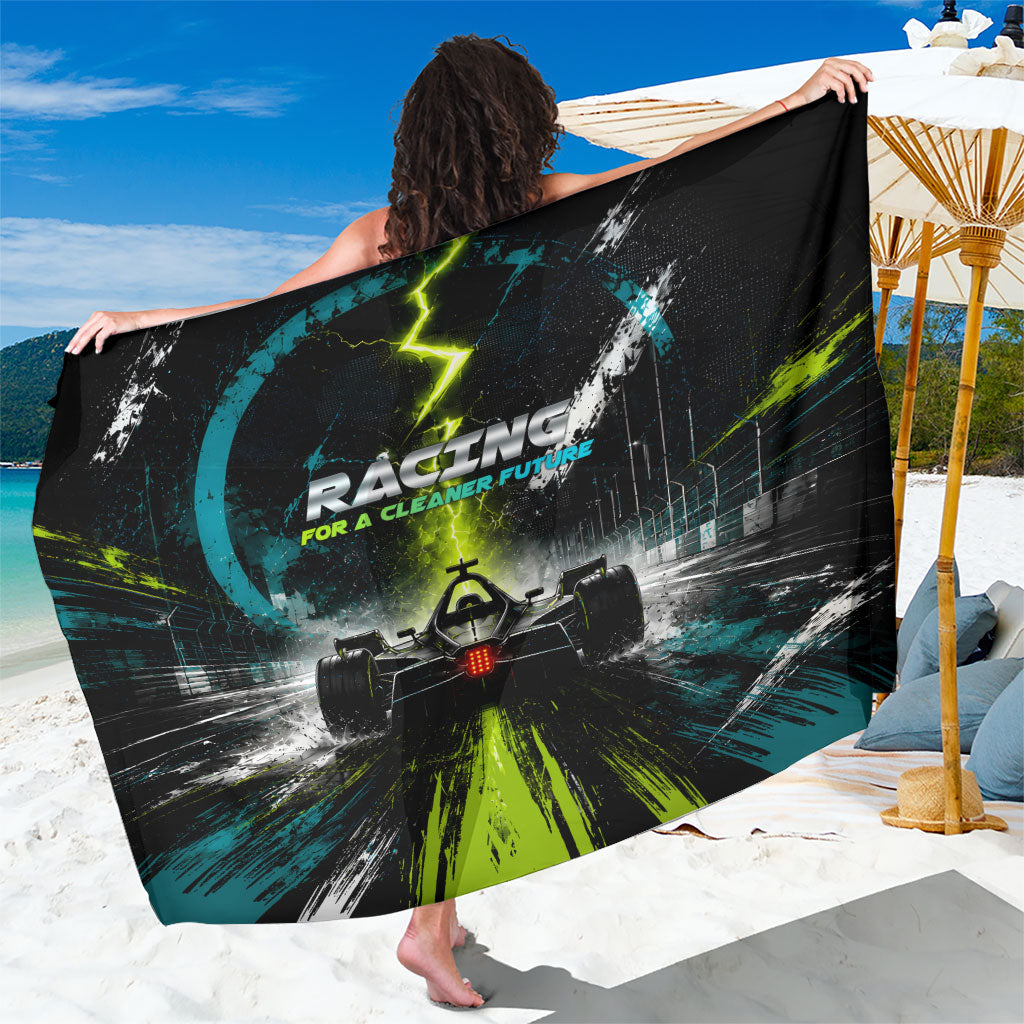 Electric Motorsport Racing Sarong Futuristic Formula Car Neon Lightning Speed Art