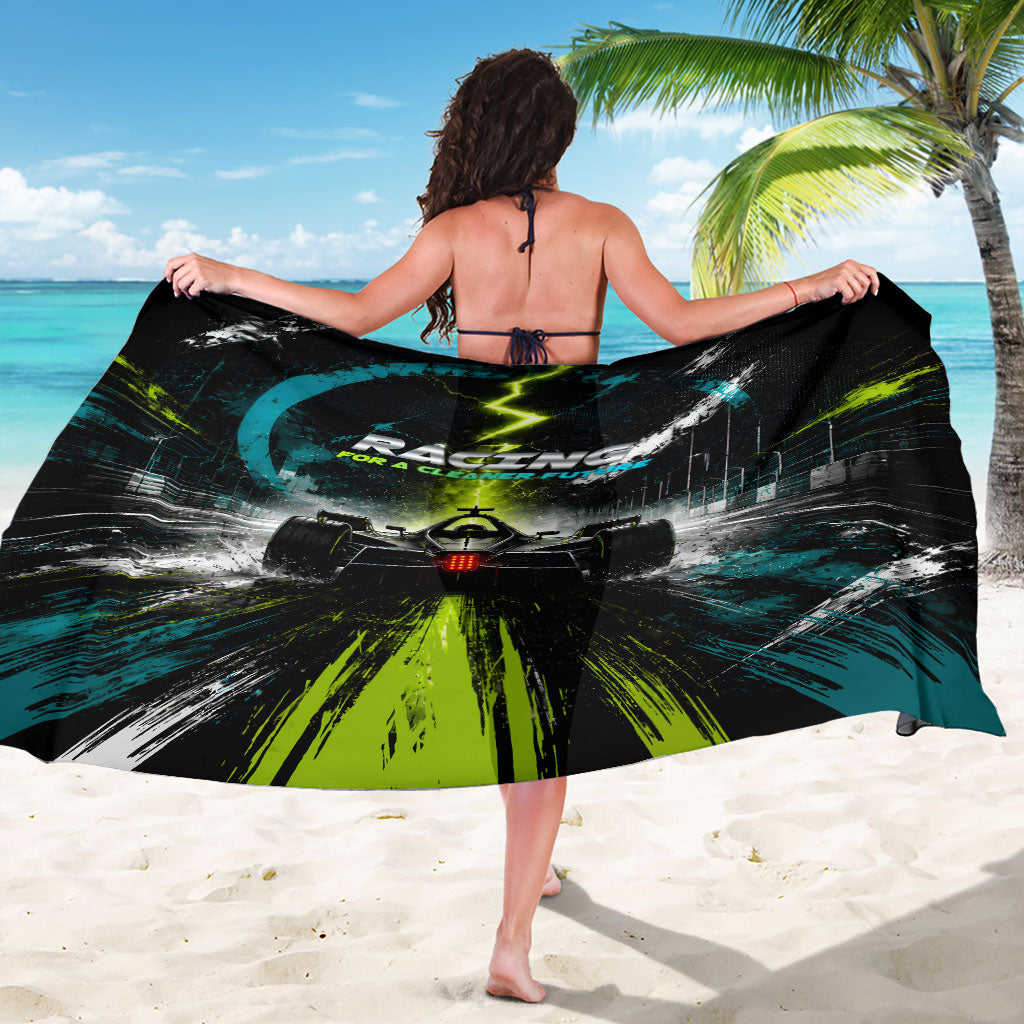 Electric Motorsport Racing Sarong Futuristic Formula Car Neon Lightning Speed Art