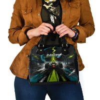 Electric Motorsport Racing Shoulder Handbag Futuristic Formula Car Neon Lightning Speed Art