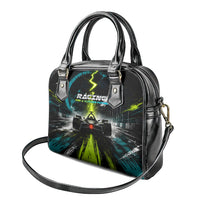 Electric Motorsport Racing Shoulder Handbag Futuristic Formula Car Neon Lightning Speed Art