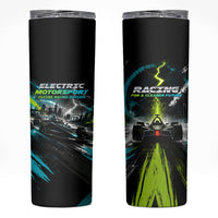 Electric Motorsport Racing Skinny Tumbler Futuristic Formula Car Neon Lightning Speed Art