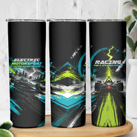 Electric Motorsport Racing Skinny Tumbler Futuristic Formula Car Neon Lightning Speed Art