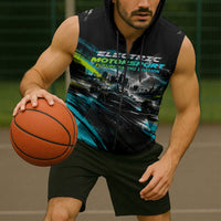 Electric Motorsport Racing Sleeveless Zip Hoodie Futuristic Formula Car Neon Lightning Speed Art
