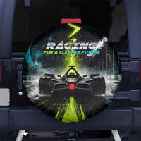 Electric Motorsport Racing Spare Tire Cover Futuristic Formula Car Neon Lightning Speed Art