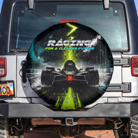 Electric Motorsport Racing Spare Tire Cover Futuristic Formula Car Neon Lightning Speed Art