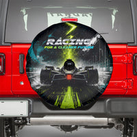 Electric Motorsport Racing Spare Tire Cover Futuristic Formula Car Neon Lightning Speed Art