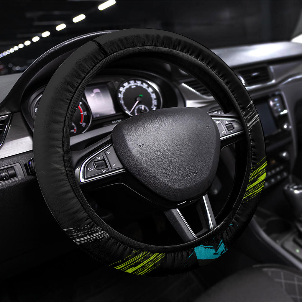Electric Motorsport Racing Steering Wheel Cover Futuristic Formula Car Neon Lightning Speed Art