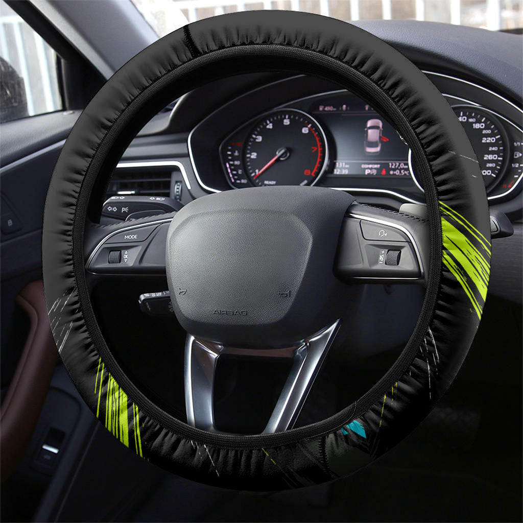 Electric Motorsport Racing Steering Wheel Cover Futuristic Formula Car Neon Lightning Speed Art