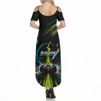 Electric Motorsport Racing Summer Maxi Dress Futuristic Formula Car Neon Lightning Speed Art