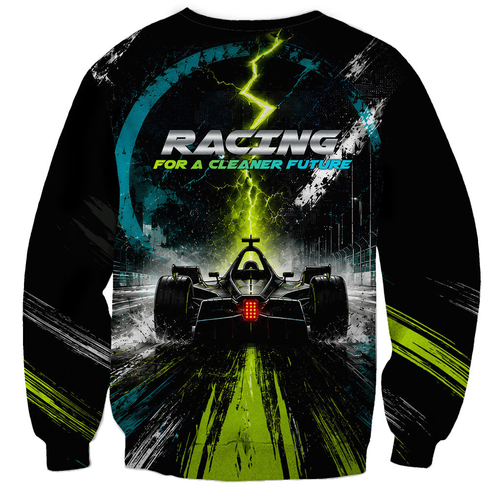 Electric Motorsport Racing Sweatshirt Futuristic Formula Car Neon Lightning Speed Art