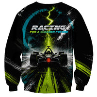 Electric Motorsport Racing Sweatshirt Futuristic Formula Car Neon Lightning Speed Art