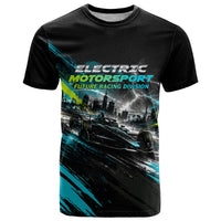 Electric Motorsport Racing T Shirt Futuristic Formula Car Neon Lightning Speed Art