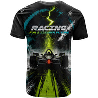 Electric Motorsport Racing T Shirt Futuristic Formula Car Neon Lightning Speed Art