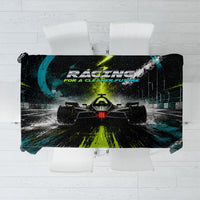 Electric Motorsport Racing Tablecloth Futuristic Formula Car Neon Lightning Speed Art