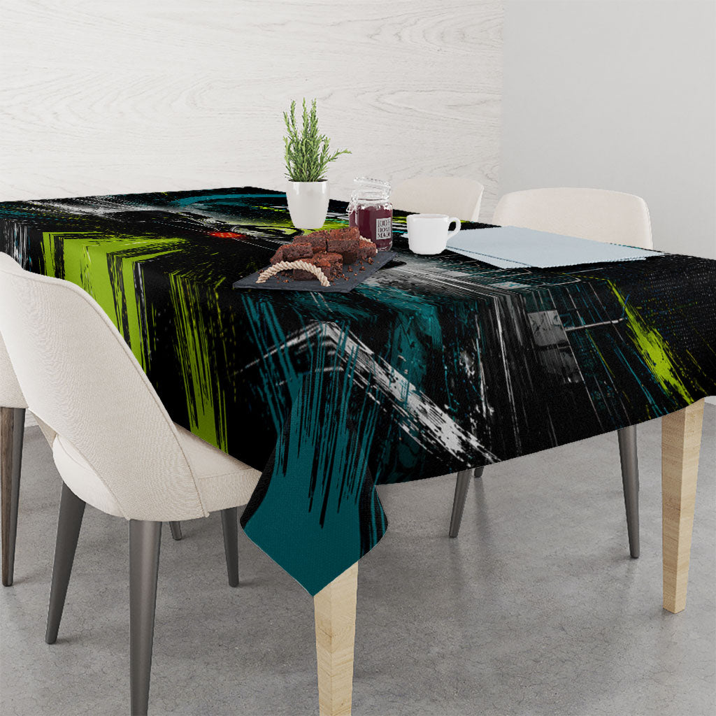 Electric Motorsport Racing Tablecloth Futuristic Formula Car Neon Lightning Speed Art