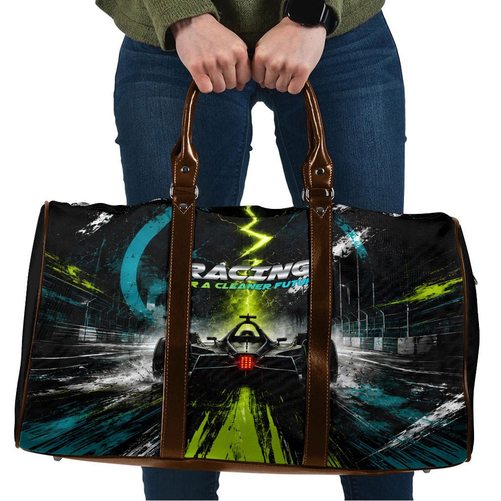 Electric Motorsport Racing Travel Bag Futuristic Formula Car Neon Lightning Speed Art