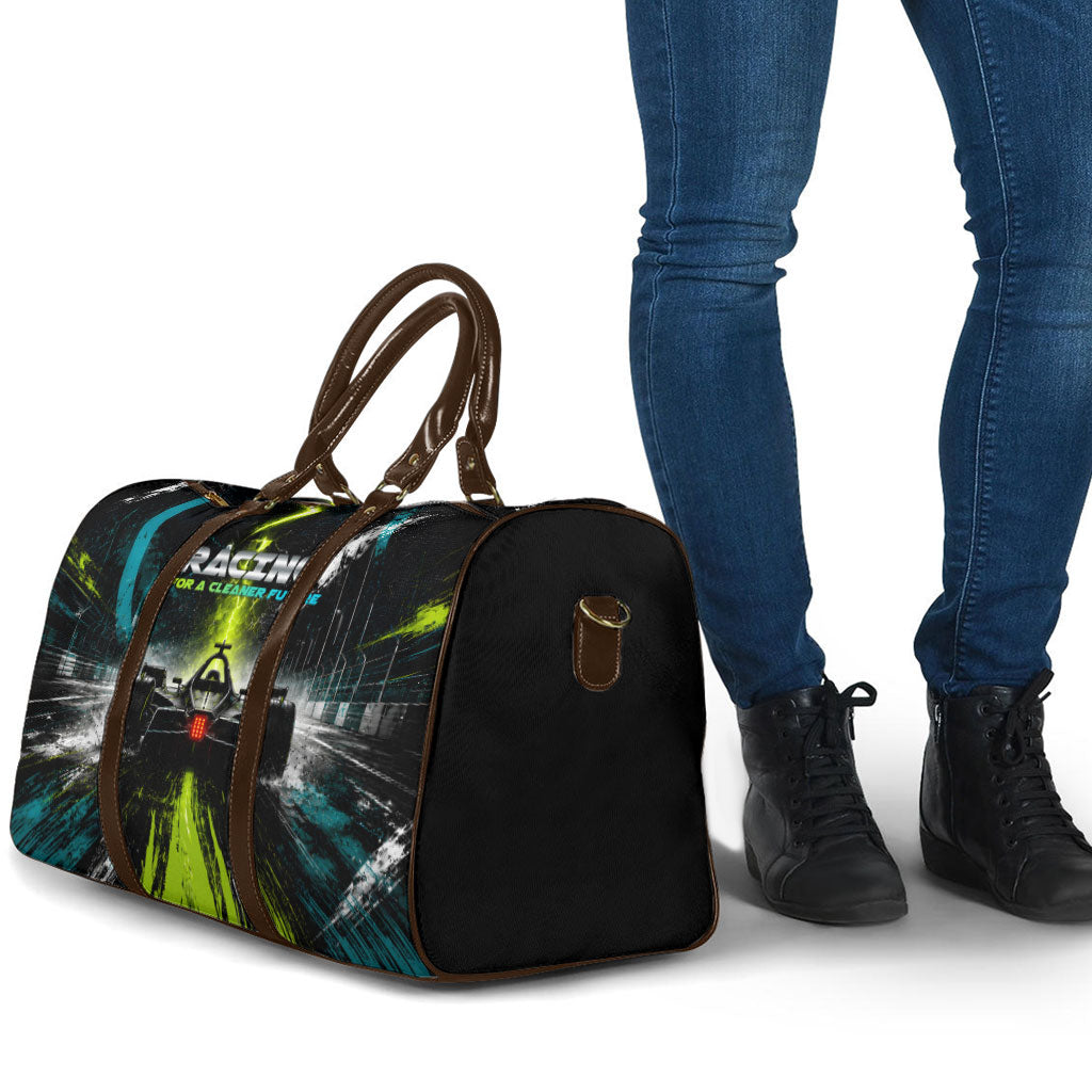Electric Motorsport Racing Travel Bag Futuristic Formula Car Neon Lightning Speed Art