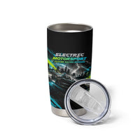 Electric Motorsport Racing Tumbler Cup Futuristic Formula Car Neon Lightning Speed Art
