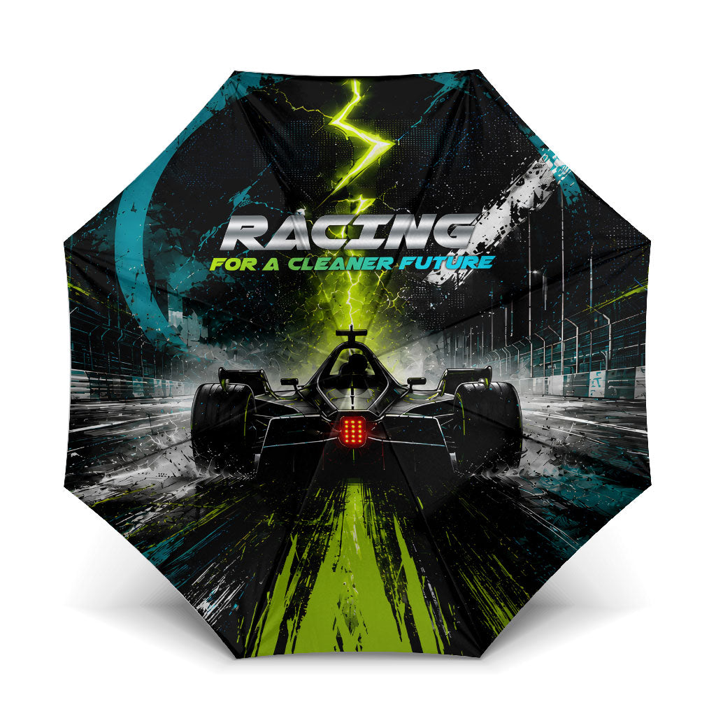 Electric Motorsport Racing Umbrella Futuristic Formula Car Neon Lightning Speed Art