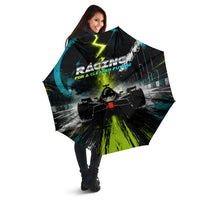 Electric Motorsport Racing Umbrella Futuristic Formula Car Neon Lightning Speed Art