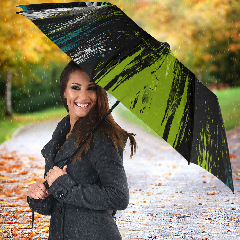 Electric Motorsport Racing Umbrella Futuristic Formula Car Neon Lightning Speed Art