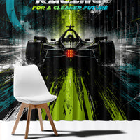 Electric Motorsport Racing Window Curtain Futuristic Formula Car Neon Lightning Speed Art