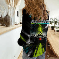 Electric Motorsport Racing Women Casual Shirt Futuristic Formula Car Neon Lightning Speed Art