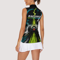 Electric Motorsport Racing Women Sleeveless Polo Shirt Futuristic Formula Car Neon Lightning Speed Art
