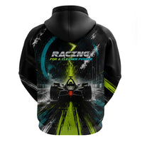 Electric Motorsport Racing Zip Hoodie Futuristic Formula Car Neon Lightning Speed Art