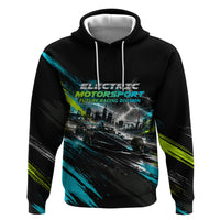 Electric Motorsport Racing Zip Hoodie Futuristic Formula Car Neon Lightning Speed Art