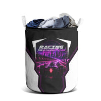 Electric Motorsport Racing Laundry Basket Futuristic Neon Formula Race Car Skyline Art