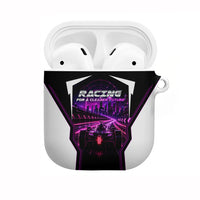 Electric Motorsport Racing AirPods Case Futuristic Neon Formula Race Car Skyline Art
