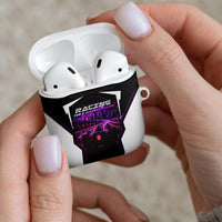Electric Motorsport Racing AirPods Case Futuristic Neon Formula Race Car Skyline Art