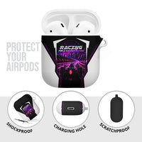 Electric Motorsport Racing AirPods Case Futuristic Neon Formula Race Car Skyline Art