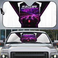 Electric Motorsport Racing Auto Sun Shade Futuristic Neon Formula Race Car Skyline Art