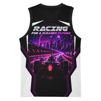 Electric Motorsport Racing Basketball Jersey Futuristic Neon Formula Race Car Skyline Art
