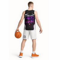 Electric Motorsport Racing Basketball Jersey Futuristic Neon Formula Race Car Skyline Art