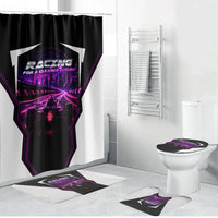 Electric Motorsport Racing Bathroom Set Futuristic Neon Formula Race Car Skyline Art
