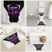 Electric Motorsport Racing Bathroom Set Futuristic Neon Formula Race Car Skyline Art