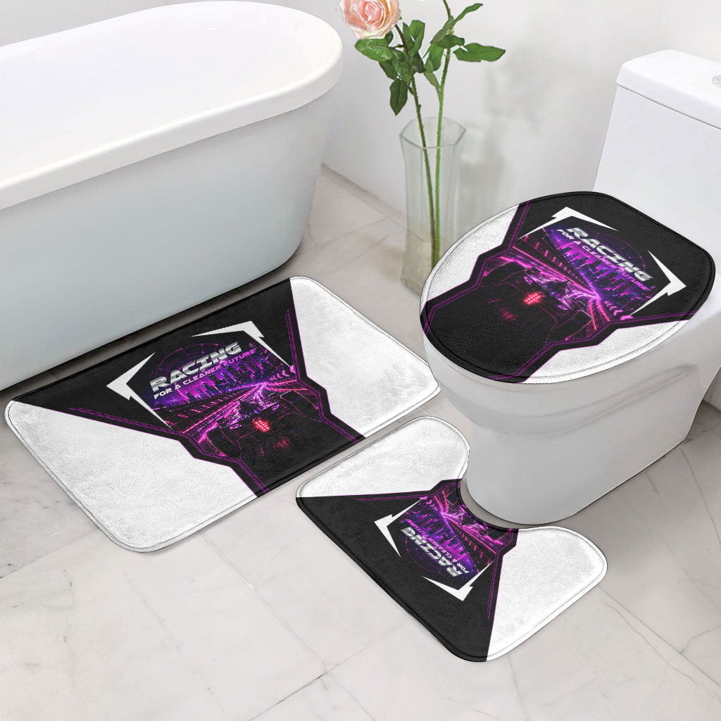 Electric Motorsport Racing Bathroom Set Futuristic Neon Formula Race Car Skyline Art