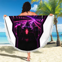 Electric Motorsport Racing Beach Blanket Futuristic Neon Formula Race Car Skyline Art
