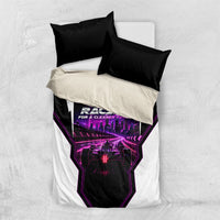 Electric Motorsport Racing Bedding Set Futuristic Neon Formula Race Car Skyline Art