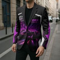 Electric Motorsport Racing Blazer Futuristic Neon Formula Race Car Skyline Art